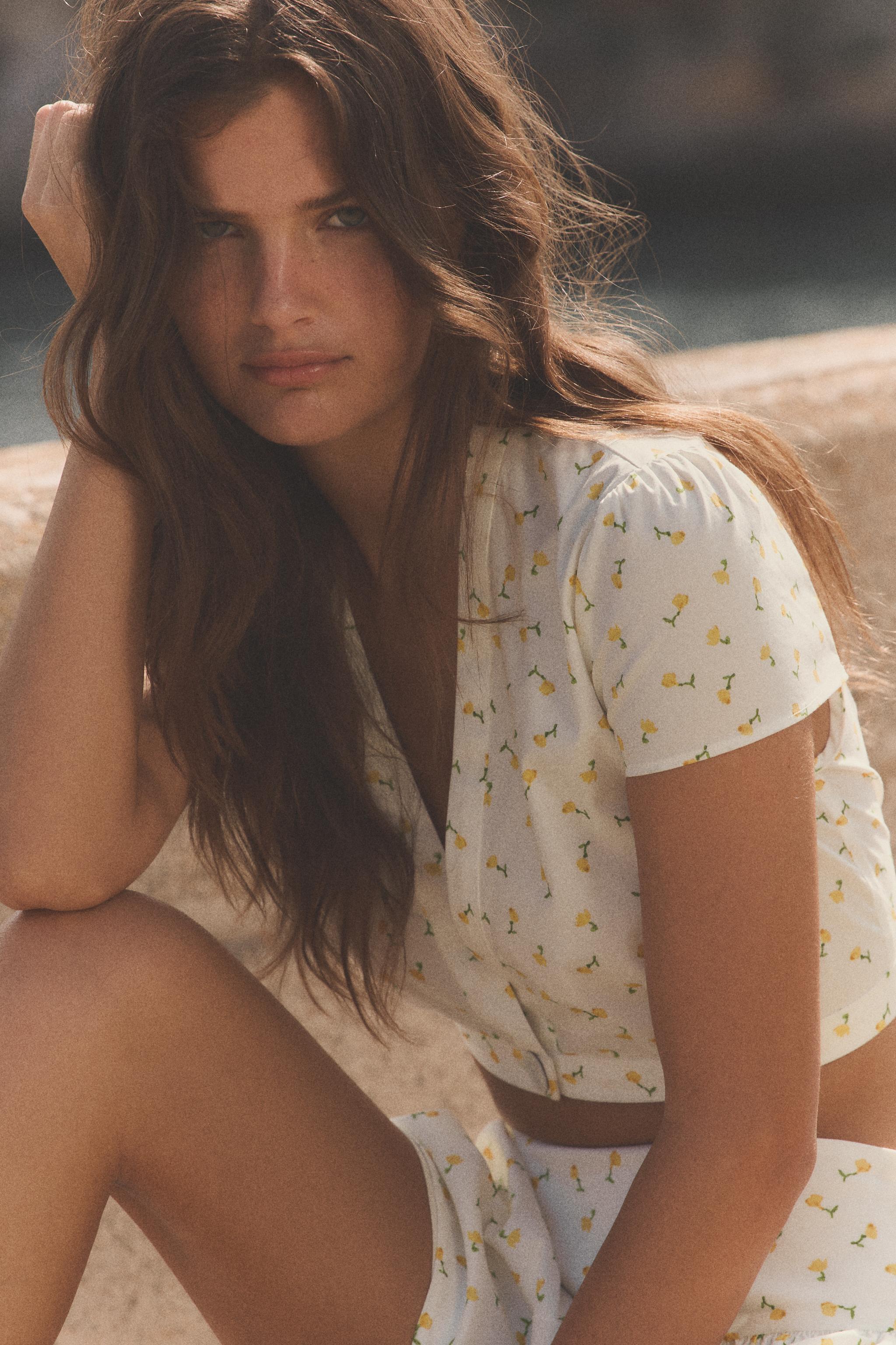 FLORAL POPLIN CROP TOP